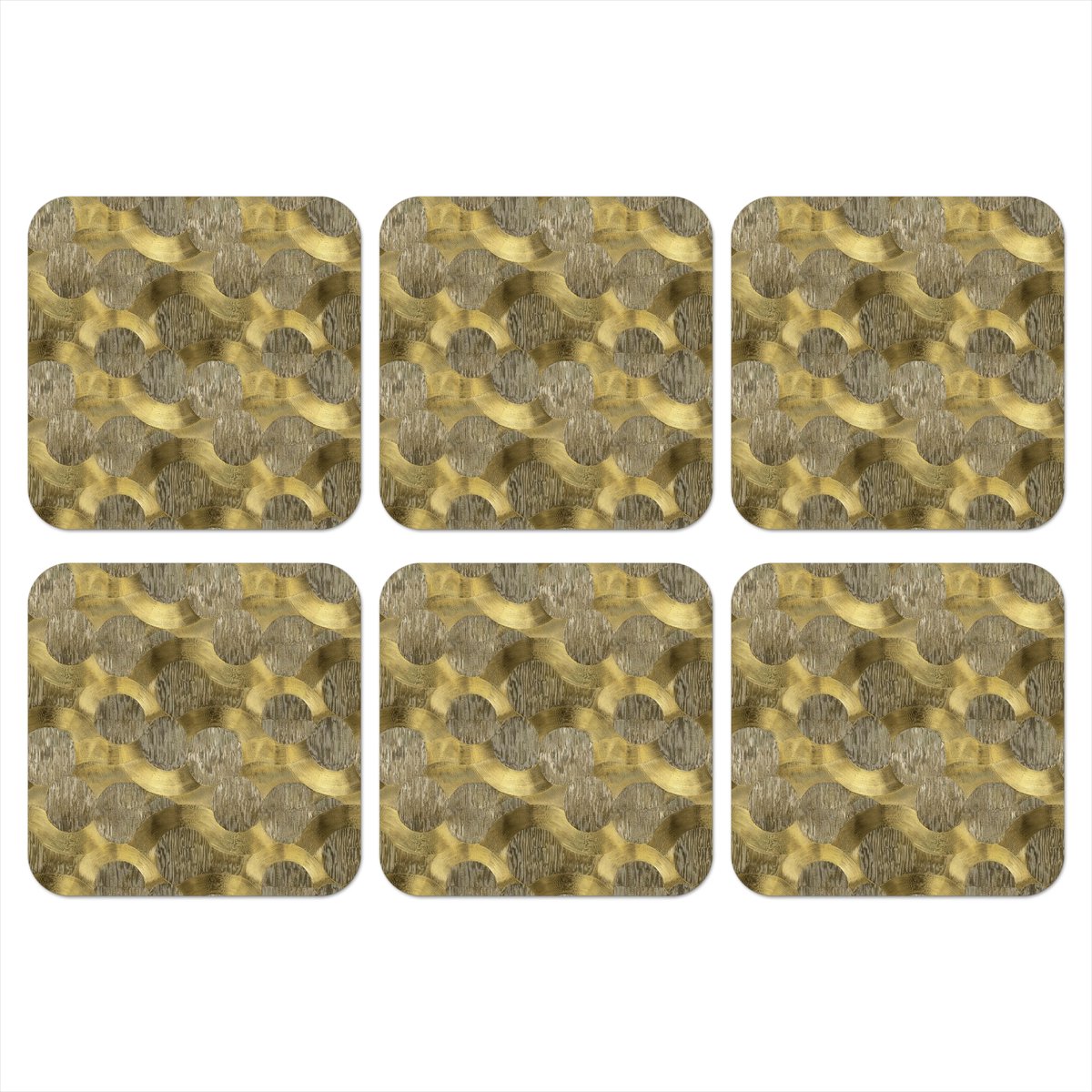 Onderzetters voor glazen - Modern - Geometrisch - Goud - 10x10 cm - Glasonderzetters - 6 stuks