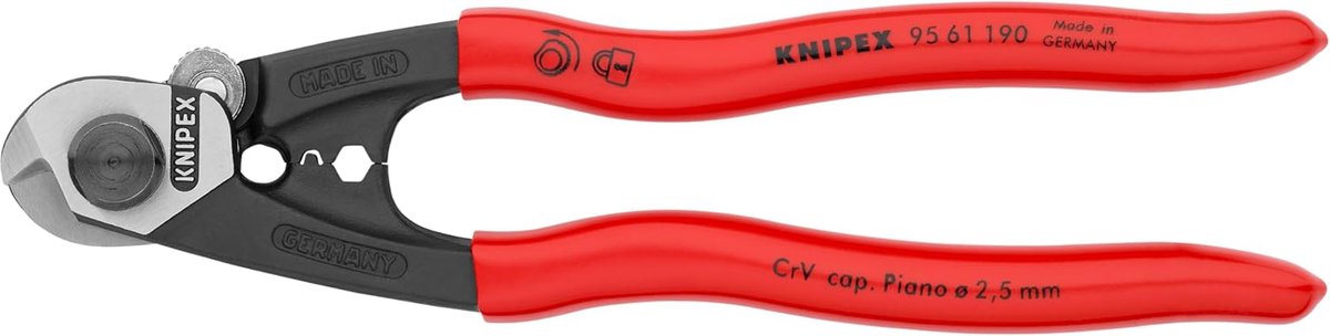 Staaldraadschaar Gesmeed - Draadkabel Cutter - Reparaties Staalbouw - Met Persprofielen - 190 mm - rood