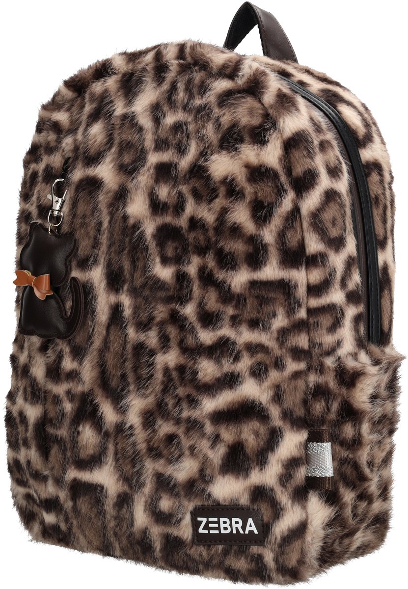 Zebra Trends Luna Rugzak - Fluffy - Kinderrugzak - Boekentas - Schooltas - Flessenvak - Naamlabel - Rugtas - Meisjes - Meidentas - Luipaard
