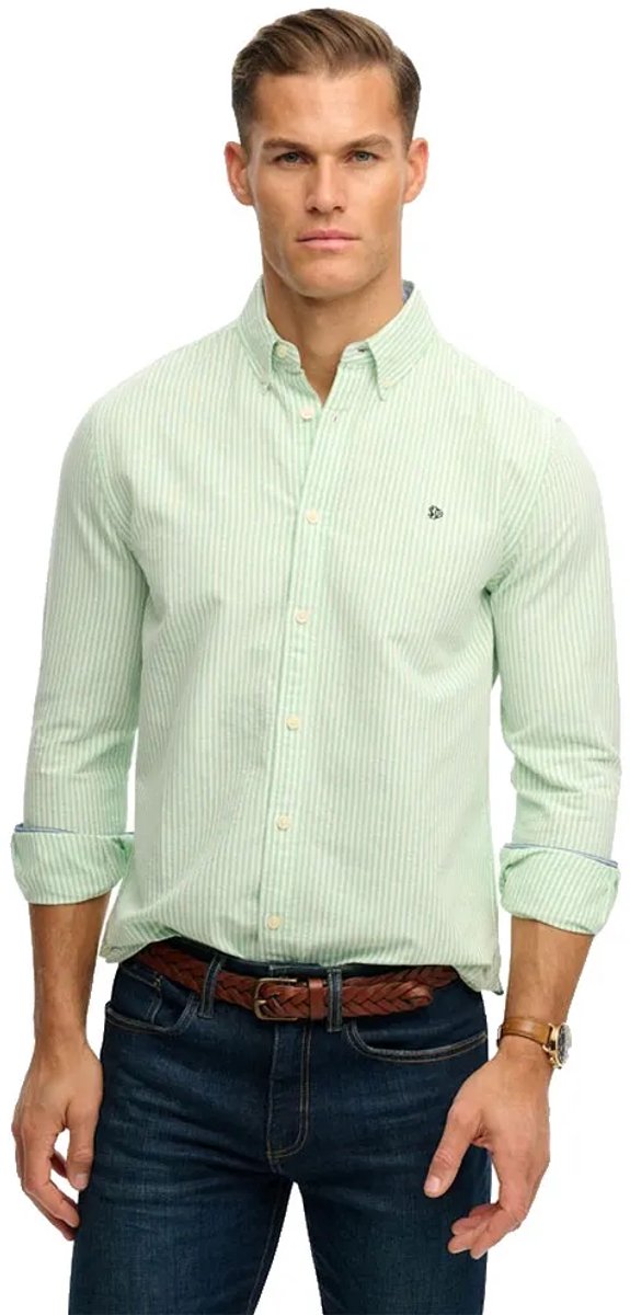 Superdry Preppy Oxford Overhemd met Lange Mouwen Heren Lange mouwen shirts Mint