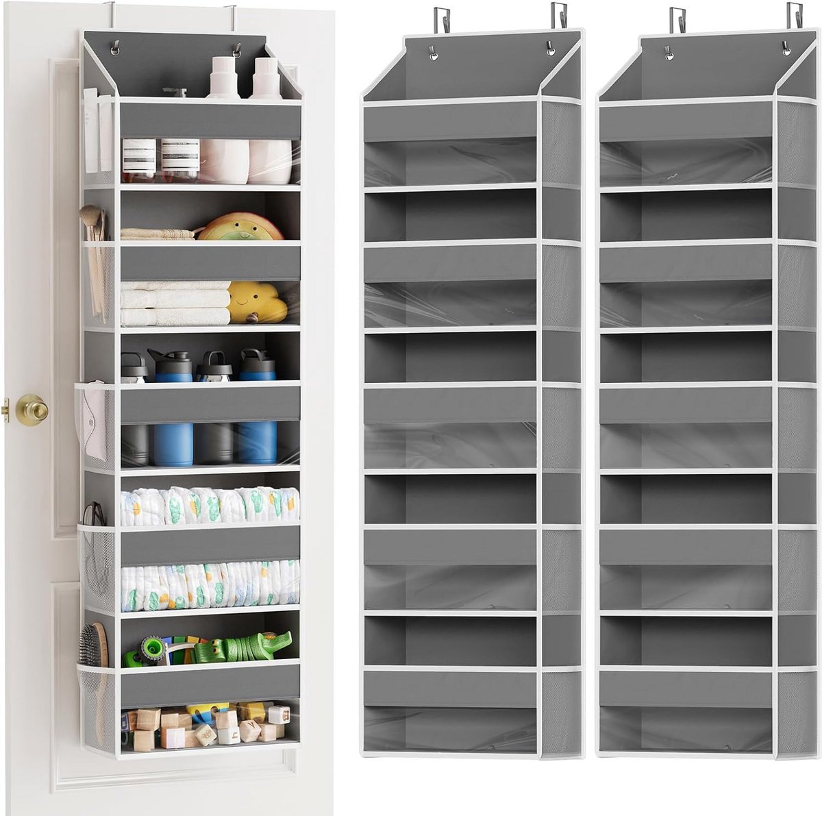 Deur Organizer - Hangende Opberger - Ruimte Besparen - Veel Opbergvakken - 139.7cm Hoog - Grijs