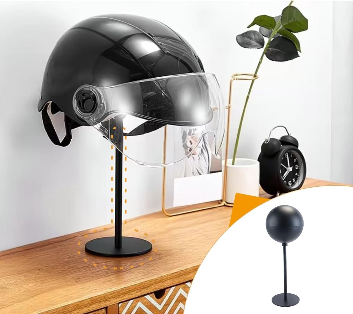 Helmhouder - Hoedenstandaard Accessoires - Helm Opbergen - Vergroot Contactoppervlak - 33 x 9 cm - Zwart
