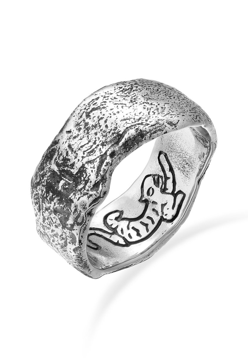 Haze & Glory - Ring - HG HAZE & GLORY - Ring Heren van 925 sterling zilver, Sieraden Heren, Zilveren ring geoxideerd, Bandring smal, Wild, El Tigre - Heren