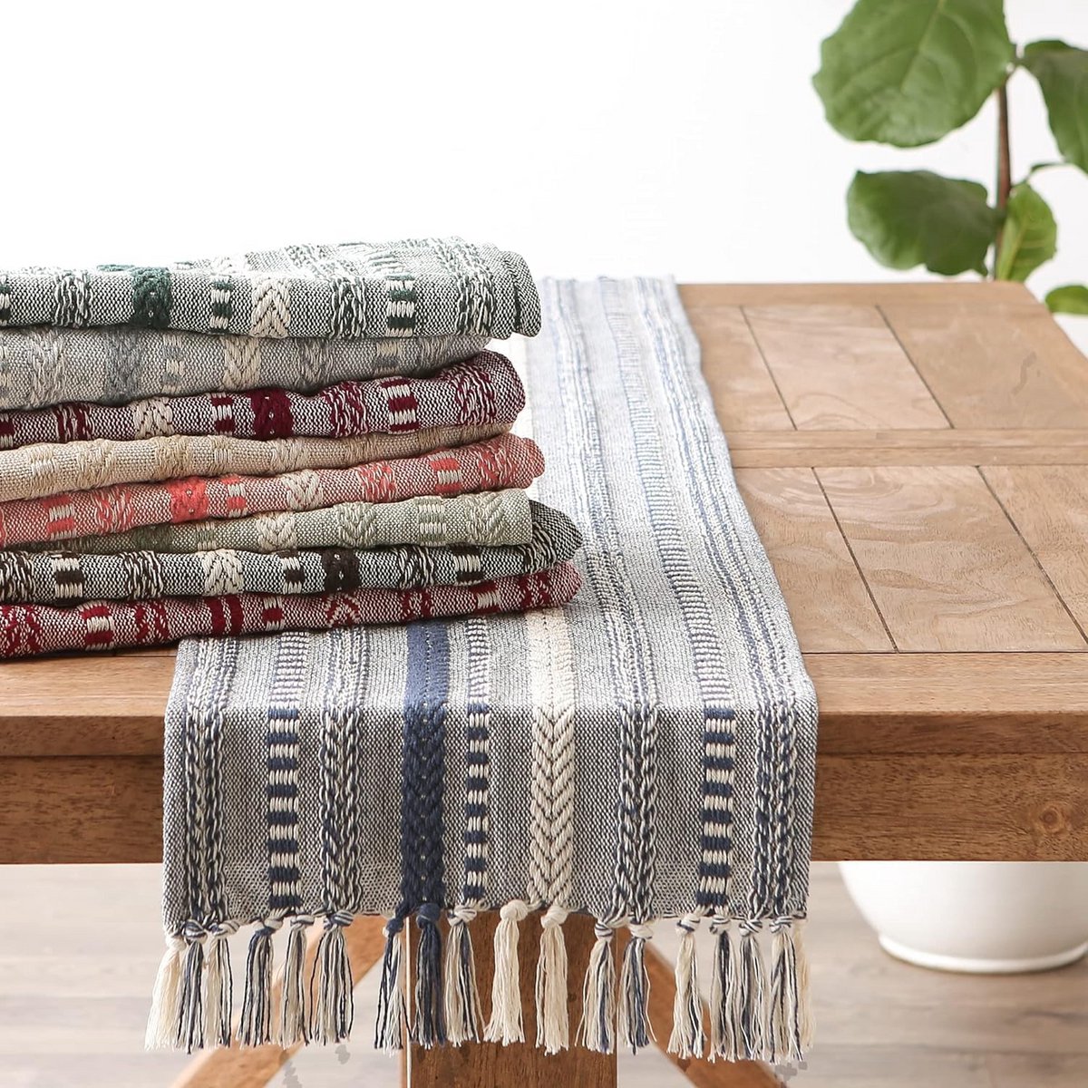 Lange Katoenen Tafelrunner met Designerprint voor Eettafels - Handgemaakt