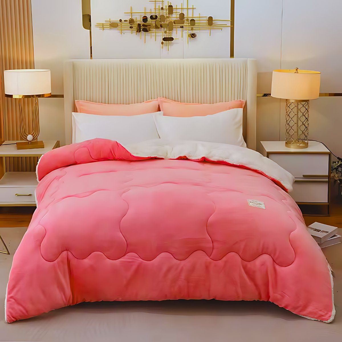 Teddy dekbed zonder overtrek - 150x200 cm - Roze - Met kussensloop