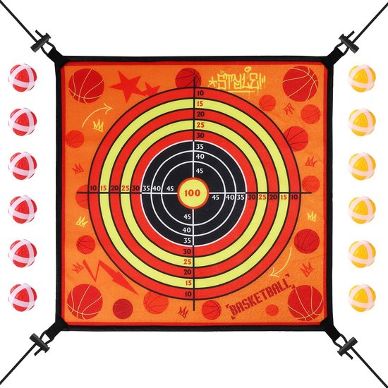 Trampoline Dartbord Spelset met 12 Kleverige Ballen - Leuk Toss Spel voor Binnen en Buiten