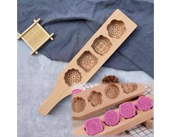 Houten Mooncake Bloemvormen Mold - DIY Cookie Postzegels in Chinese Stijl - Koekjes, Cookie Pie, Chocolade Pers Schimmel - Handgemaakte Zeep - Mooncake Mold