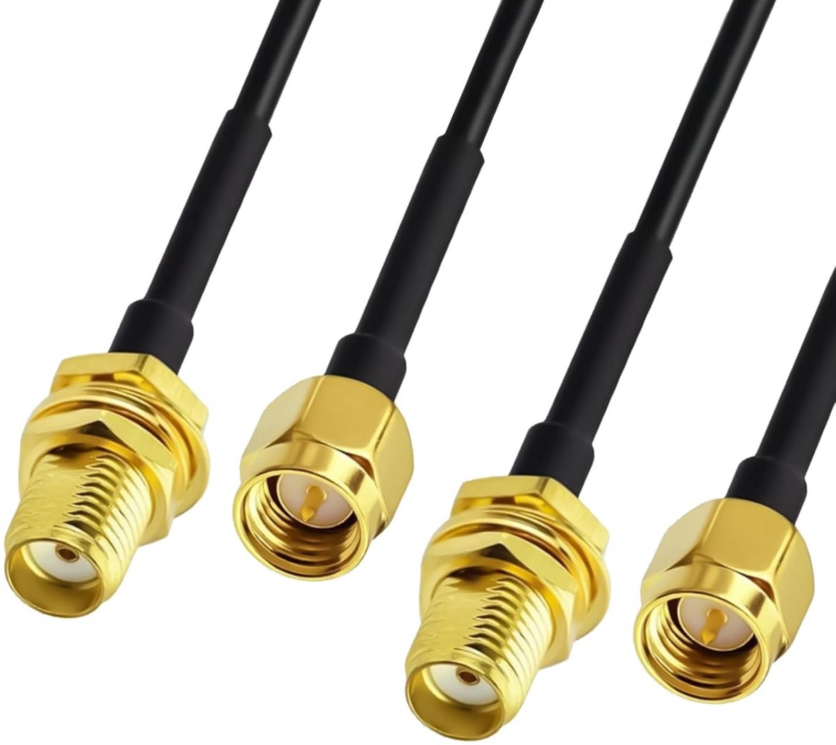 2x SMA Verlengkabel 2 Meter RG174 Coax Antennekabel Rechte Hoek voor 4G Router WiFi GPS Drone