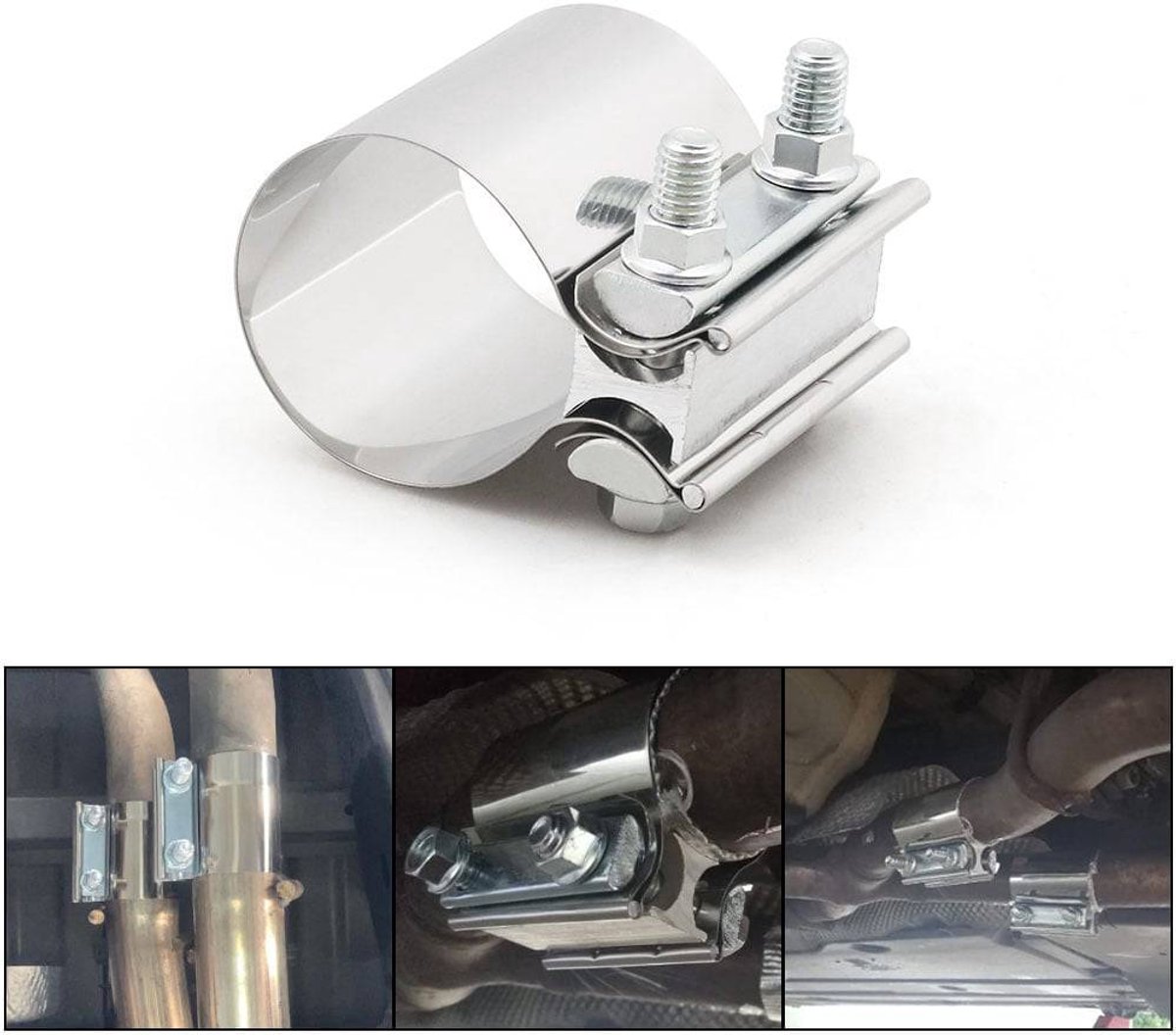 VCTparts® Uitlaatklem 2.75inch 70mm Mof Adapter Koppelstuk - Universeel RVS T304 met Stootvoeg Beugel