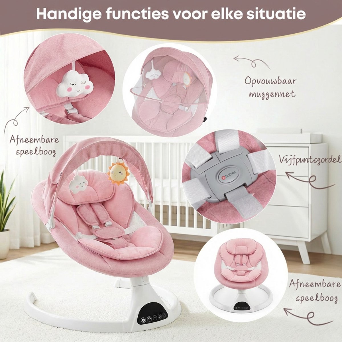 3Babies - Elektrische Babyschommel met App thumbnail 2