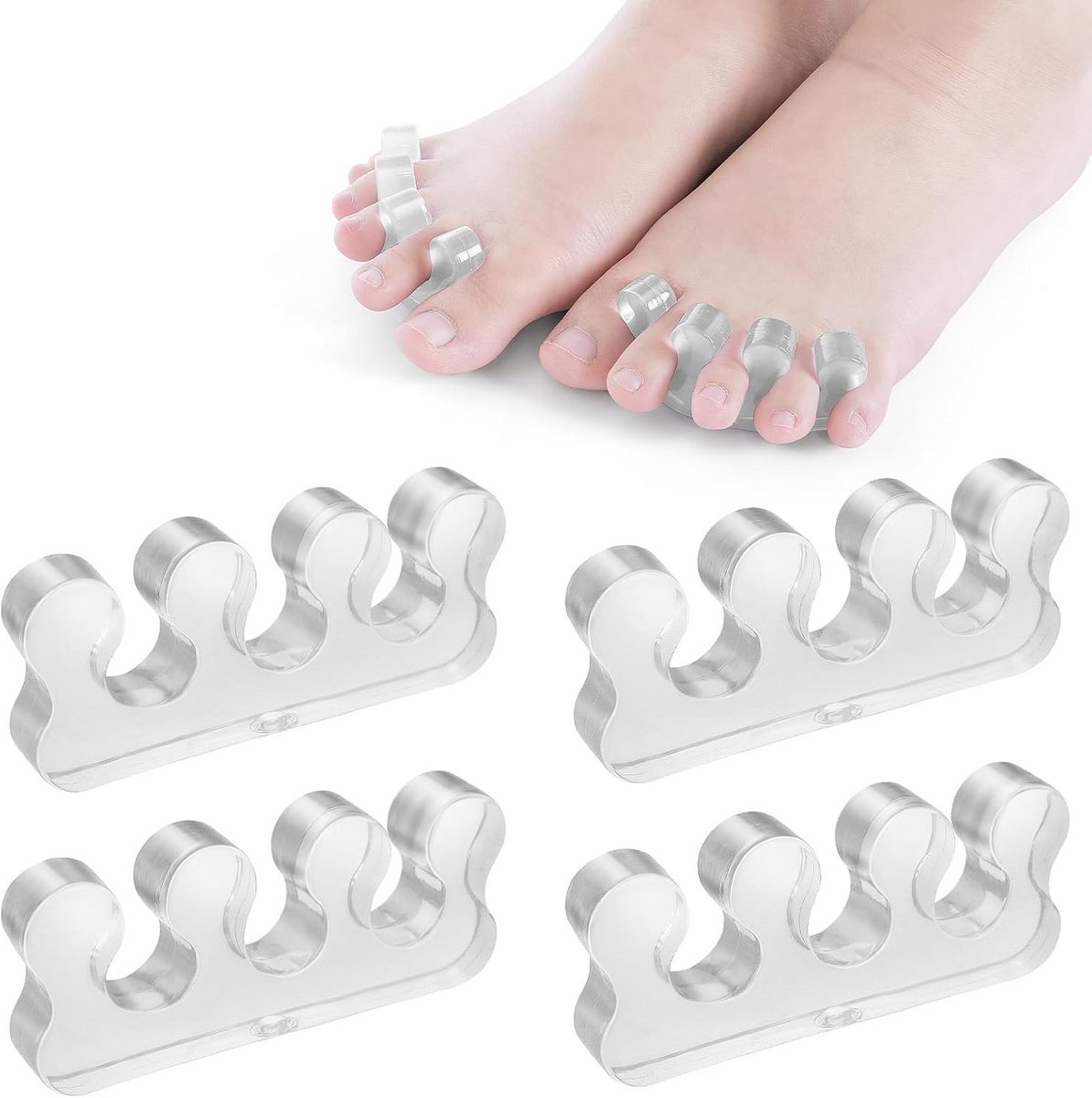 Set van 4 Gel Teenspreiders voor Pedicure en Manicure - Herbruikbare Teenafstandhouders