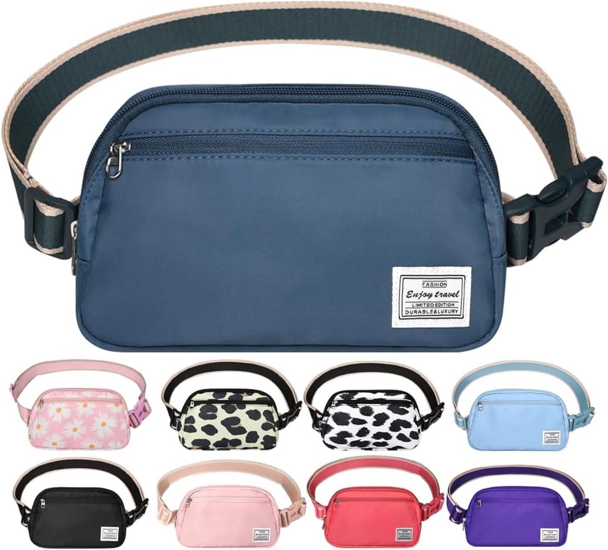 Kleine Crossbody Tas voor Dames en Heren - Lichtgewicht Heuptas met Verstelbare Band voor Reizen en Sport