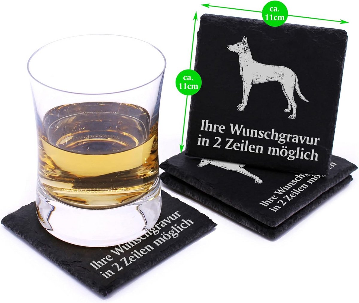 4x Set Leisteen Onderzetters 11x11 cm Natuursteen Glasonderzetters