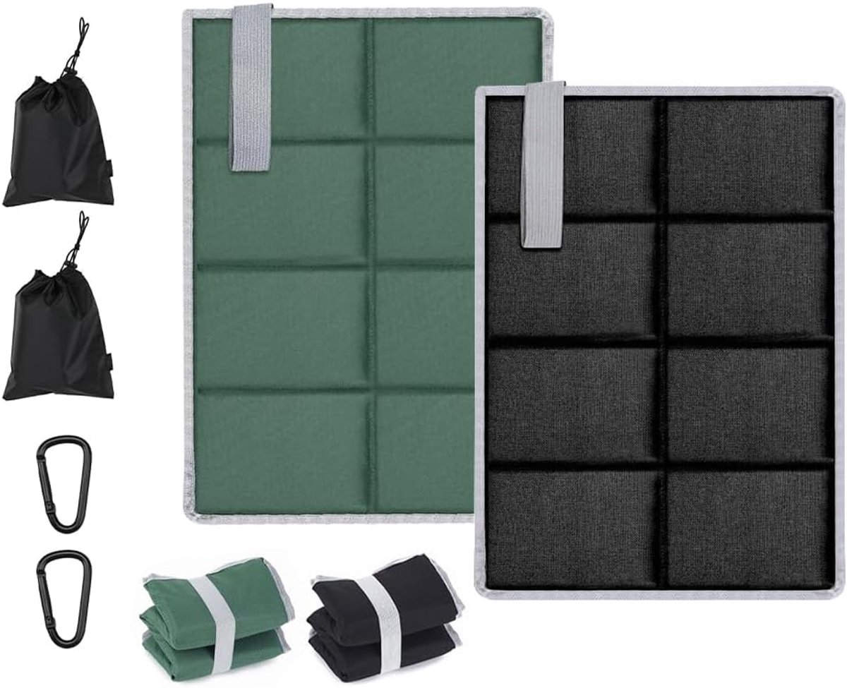 2 Pcs Draagbare Zitmat - Vouwbare Kussen met Opbergtas - Vouwbare Stoelmat - Mini Zitmat - Vouwbare Carabiner voor Tuin en Kamperen