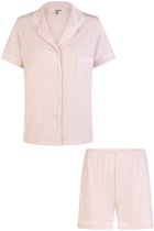 By Louise Dames Korte Pyjama Set Modal Shortama Met Knoopsluiting Roze - Maat L