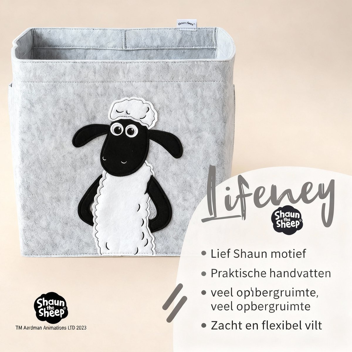 Opbergdoos van vilt compatibel met Kallax Lifeney Shaun het schaap