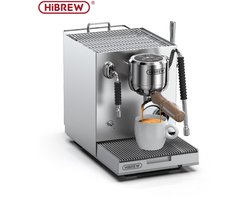 HiBREW H21 Espressomachine – 15 Bar – PID Temperatuurregeling – Instelbare Extractietijd & Pre-infusie – 58mm Portafilter – Drie-gats Stoommondstuk – 1,8L Watertank – Thuis & Kleine Horeca