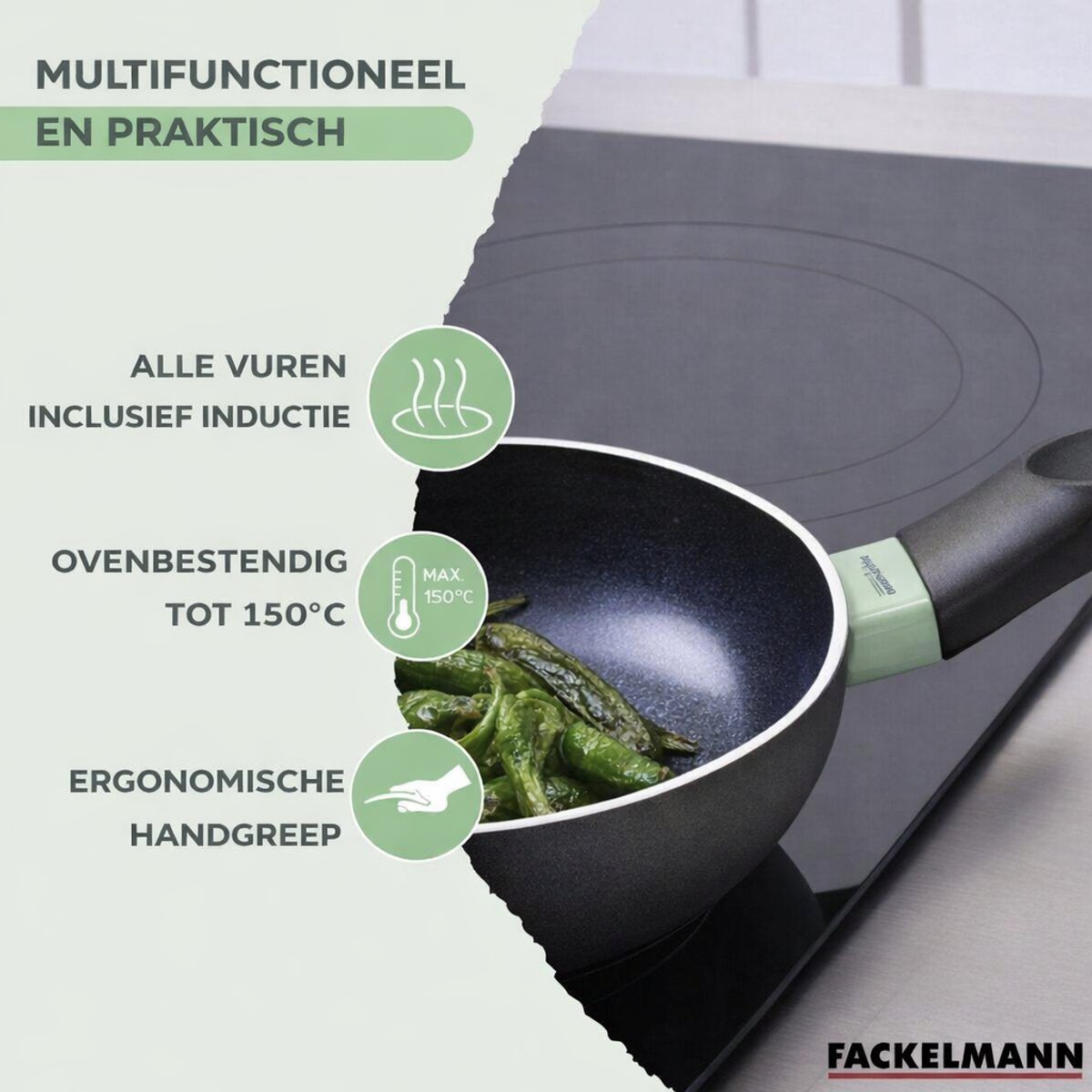 Set van 4 keramische antiaanbakpannen 16, 20, 24 en 28 cm Fackelmann Brandao