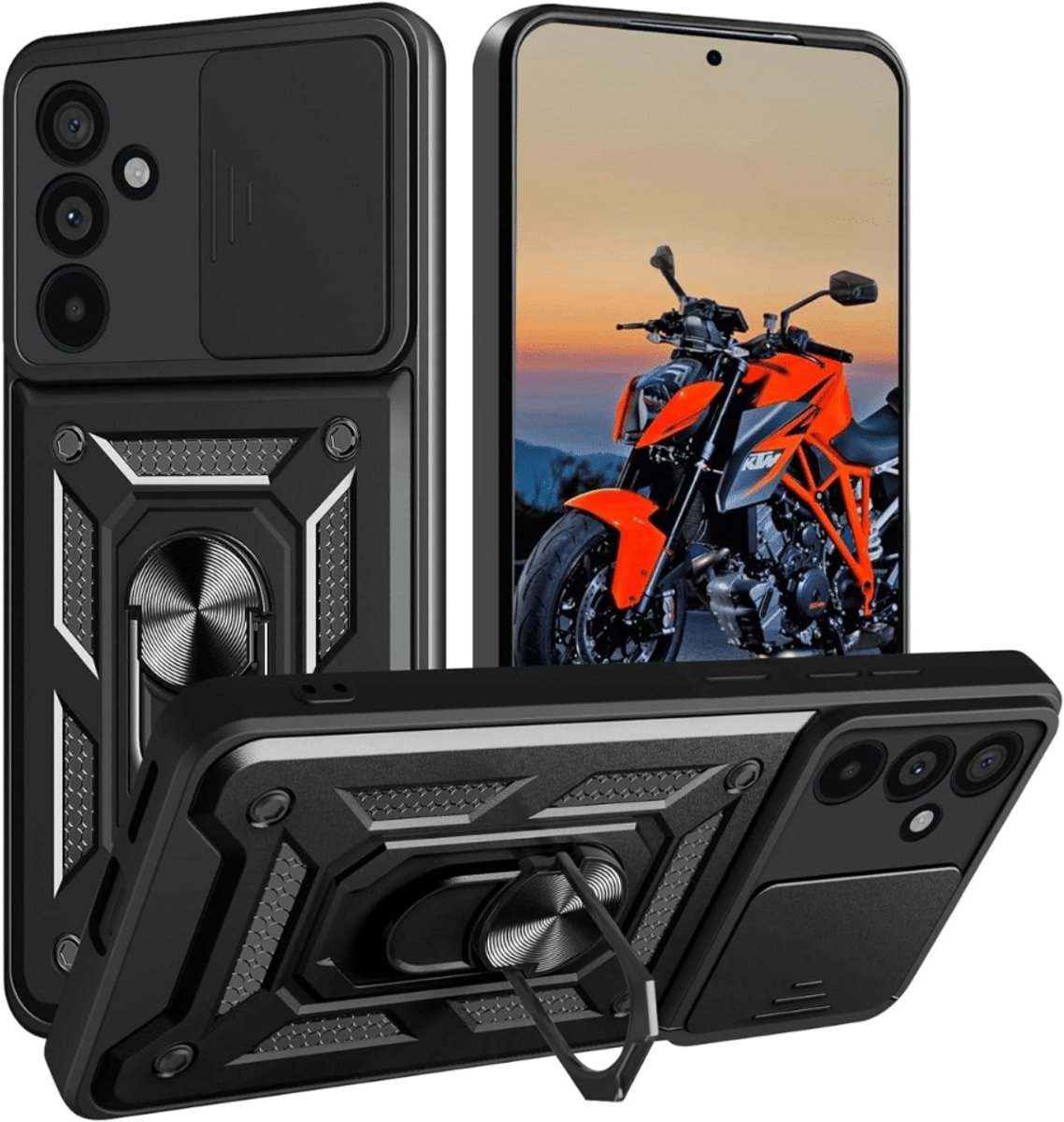Casemania - Backcover - Armor hoesje - met Ring - Geschikt voor Samsung S26 Plus - Zwart