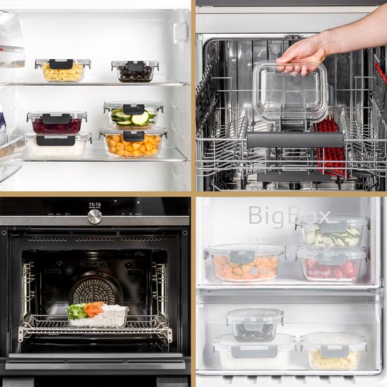 Stosh Vershoudbakjes - Meal Prep Bakjes - Diepvriesbakjes - Glas - 12 Stuks - BPA vrij