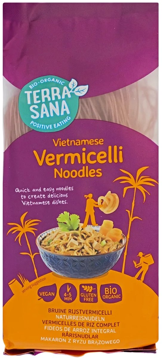 TerraSana Vietnam bruine rijst vermicelli bio 250 Gram