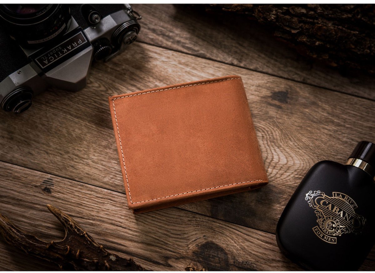 Always Wild - Nubuck Lederen Portemonnee - Bruin - Horizontale Oriëntatie - RFID Blocking