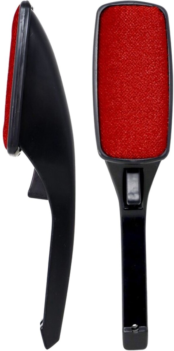 Concorde Kledingborstel - zwart/rood - 26 cm - draaibaar - ontpluizer - pluizenverwijderaar