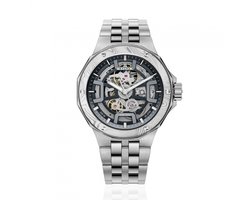 Edox Delfin Mecano Automatic Damascus Steel, Kast 40mm, Grijze Wijzerplaat, Zilverkleurige Stalen Band, 200m Waterdichtheid, Limited Edition 85310 3DM NGIN