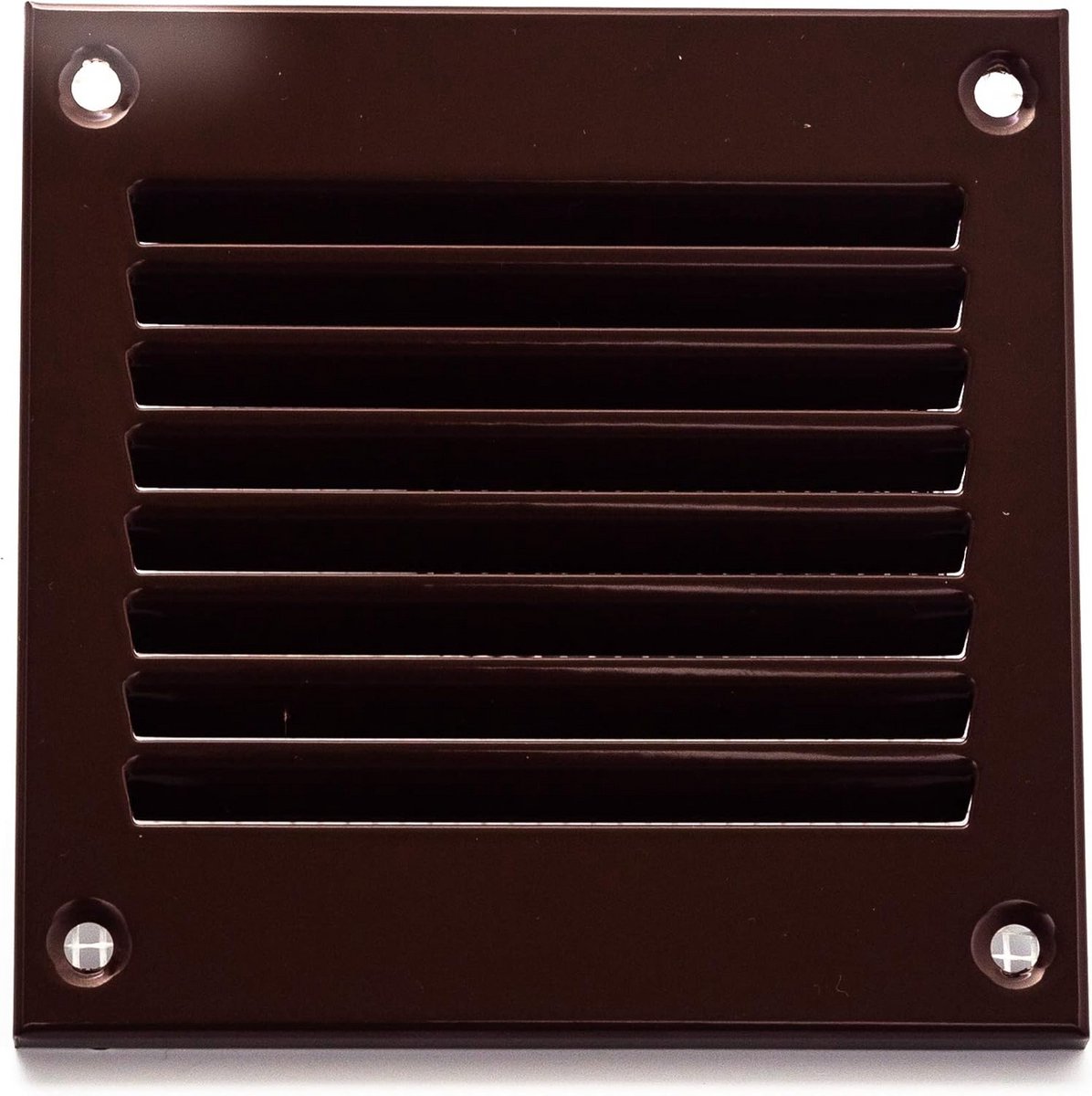 Bruin metalen ventilatierooster 10 x 10 cm met geïntegreerd ongediertebeschermingsscherm voor airconditioning