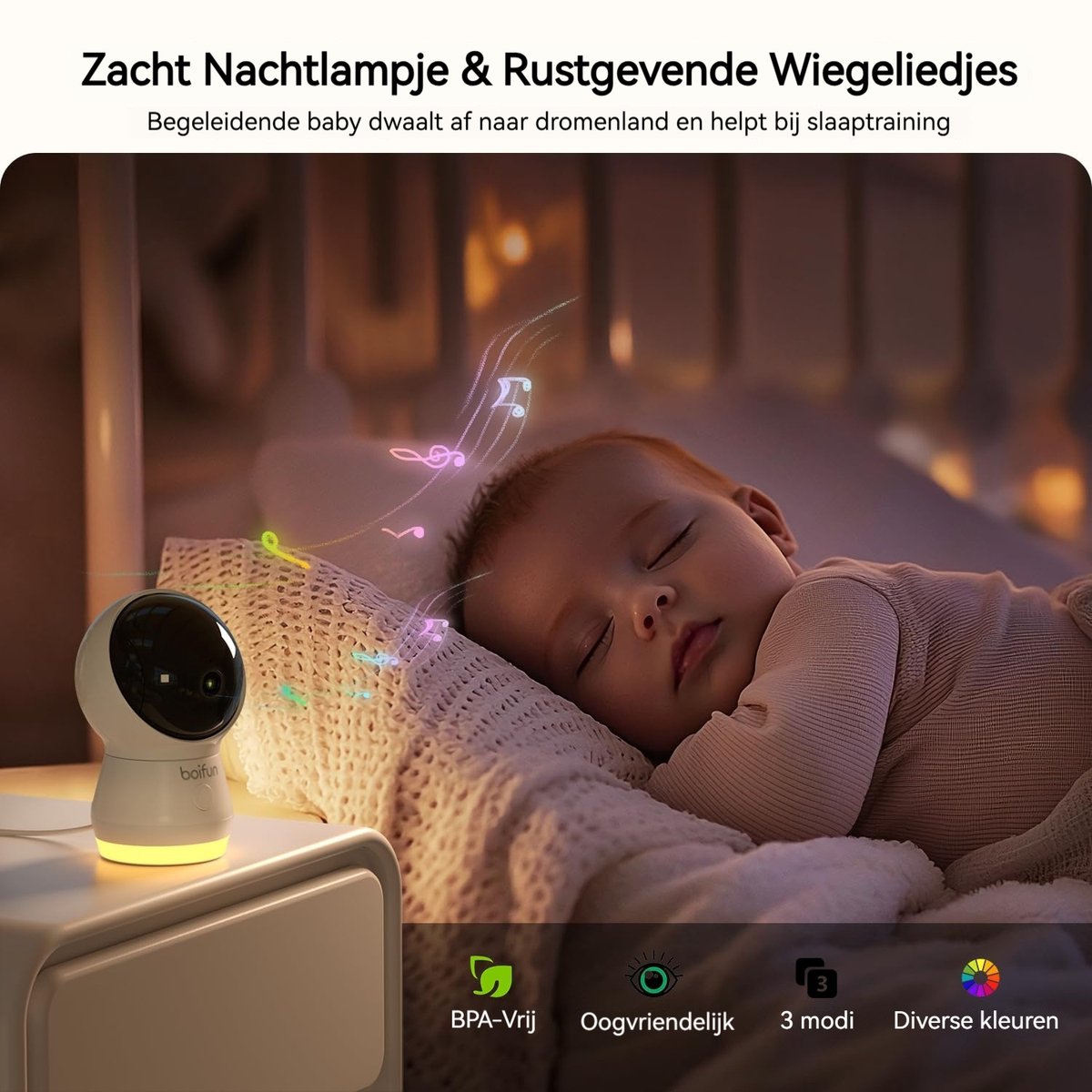BOIFUN Babyfoon met camera - Baby Monitor - Babyfoon met Camera en App - AI-detectie (Slapen op de Buik en Gezichtsgebied) - Nachtlampje - 5.5 Inch Scherm - Video & Audio – foto 6