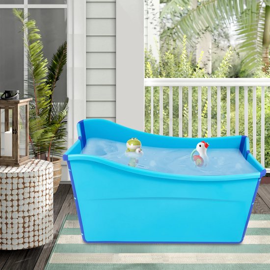 Foldable PP TPE Bathtub Blue Floor Standing Rectangular Bathtub for Adults Thickened Side for Children and Adults Under 5.3ft Height van Merkloos — afbeelding 4