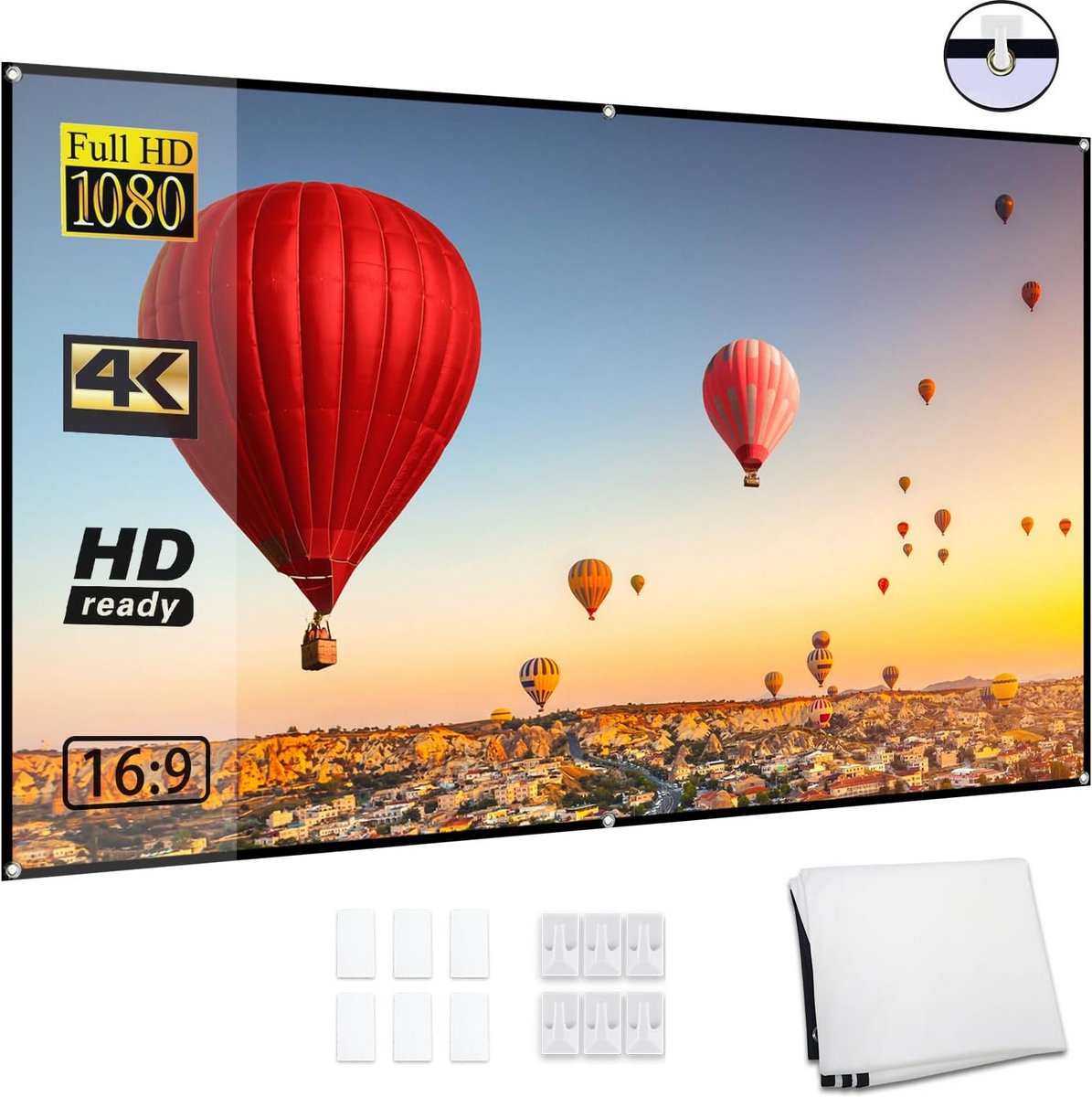 Draagbaar 72 inch HD Projectiescherm 16:9 Opvouwbaar voor Buiten en Thuisbioscoop