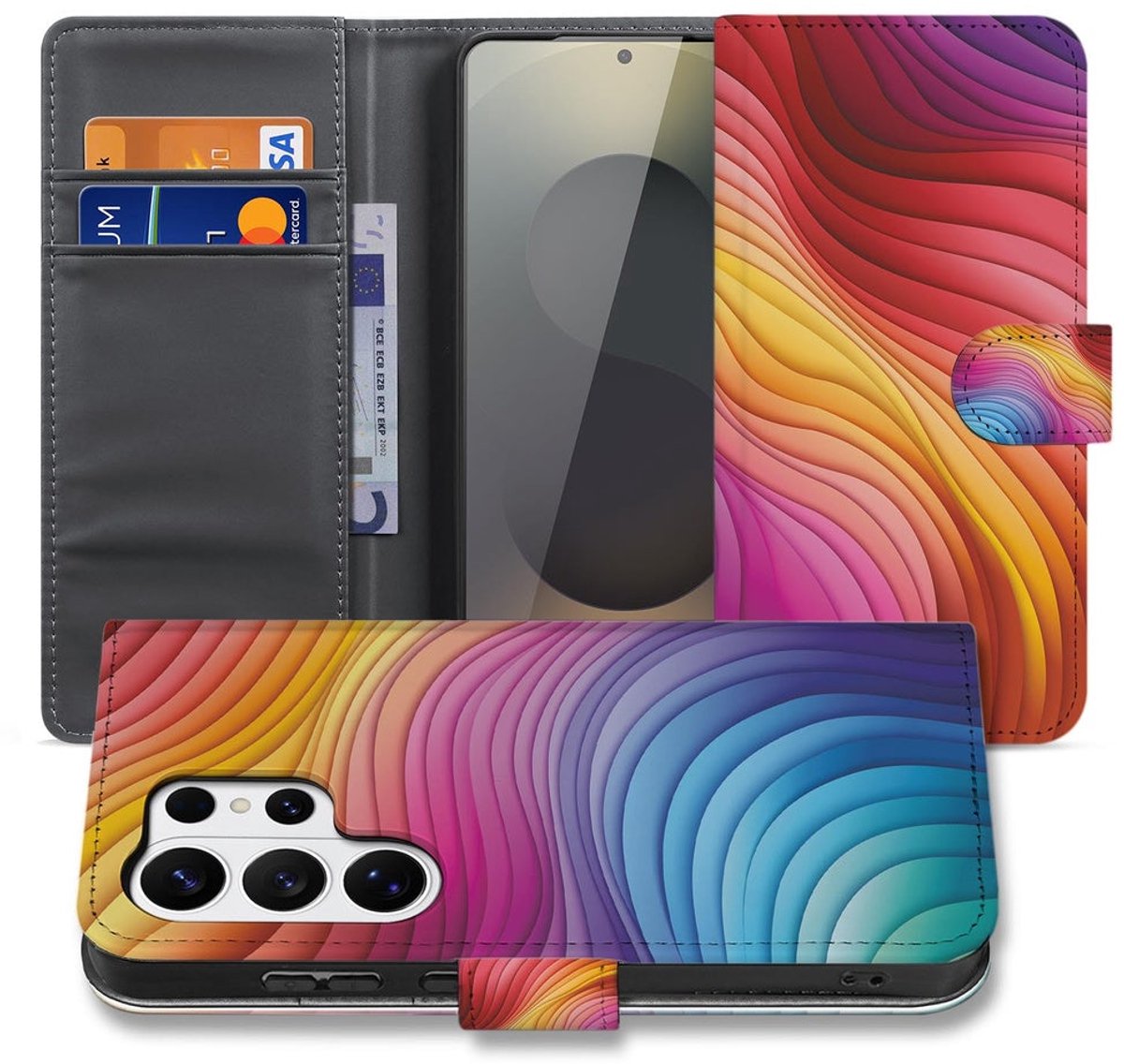 Book Case Hoes Regenboog Voor Samsung Galaxy S26 Ultra met Magnetische sluiting