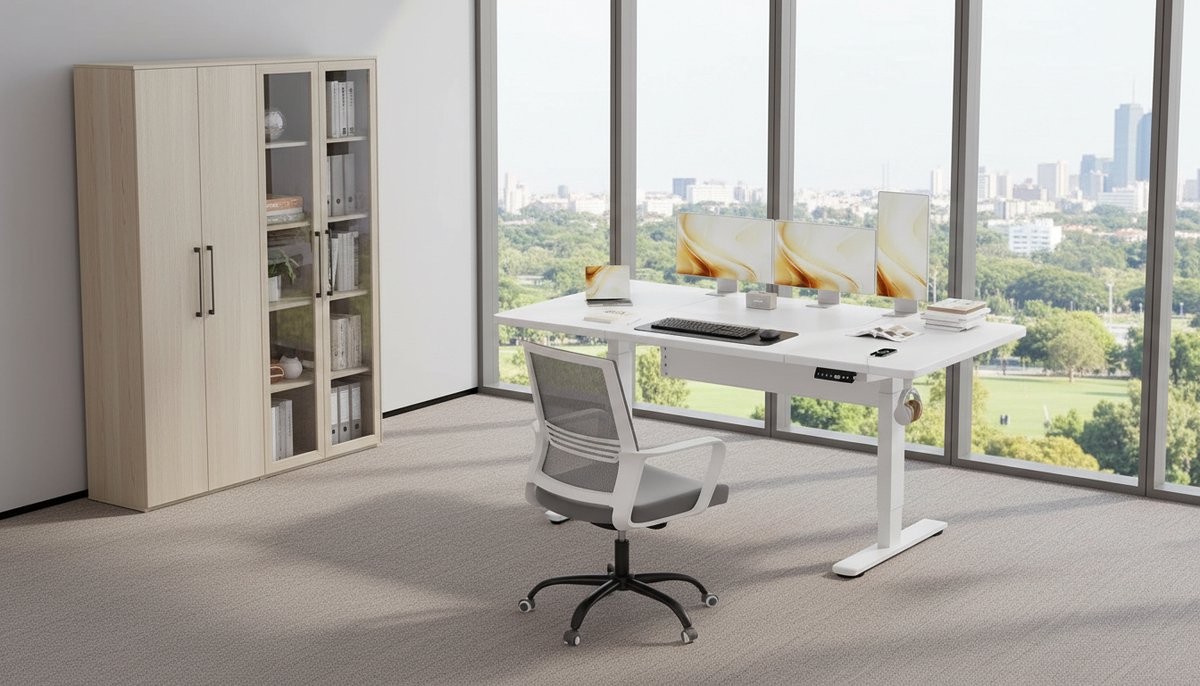 Elektrisch Zit-Sta Bureau 160x80 cm – Casa Velluto Elevare SmartDesk Pro – In Hoogte Verstelbaar 72-116 cm – 3 Geheugenstanden – USB Aansluiting – Kabelgoot – Ergonomisch Sta Bureau – Computerbureau – Gaming & Thuiswerk Bureau – Wit