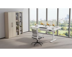 Elektrisch Zit-Sta Bureau 160x80 cm – Casa Velluto Elevare SmartDesk Pro – In Hoogte Verstelbaar 72-116 cm – 3 Geheugenstanden – USB Aansluiting – Kabelgoot – Ergonomisch Sta Bureau – Computerbureau – Gaming & Thuiswerk Bureau – Wit