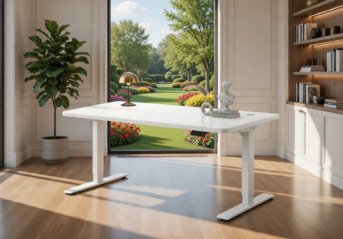 Elevate Pro Elektrisch Zit Sta Bureau 160x80 cm – Ergonomisch In Hoogte Verstelbaar Bureau met Dubbele Motor, USB-C Snelladen en Geheugenstanden Novihome