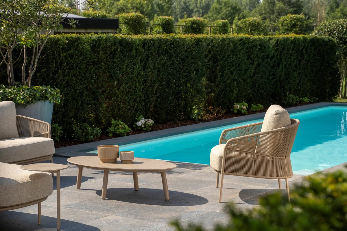 4 Seasons Outdoor Calma loungebank met Salute koffietafel - latte