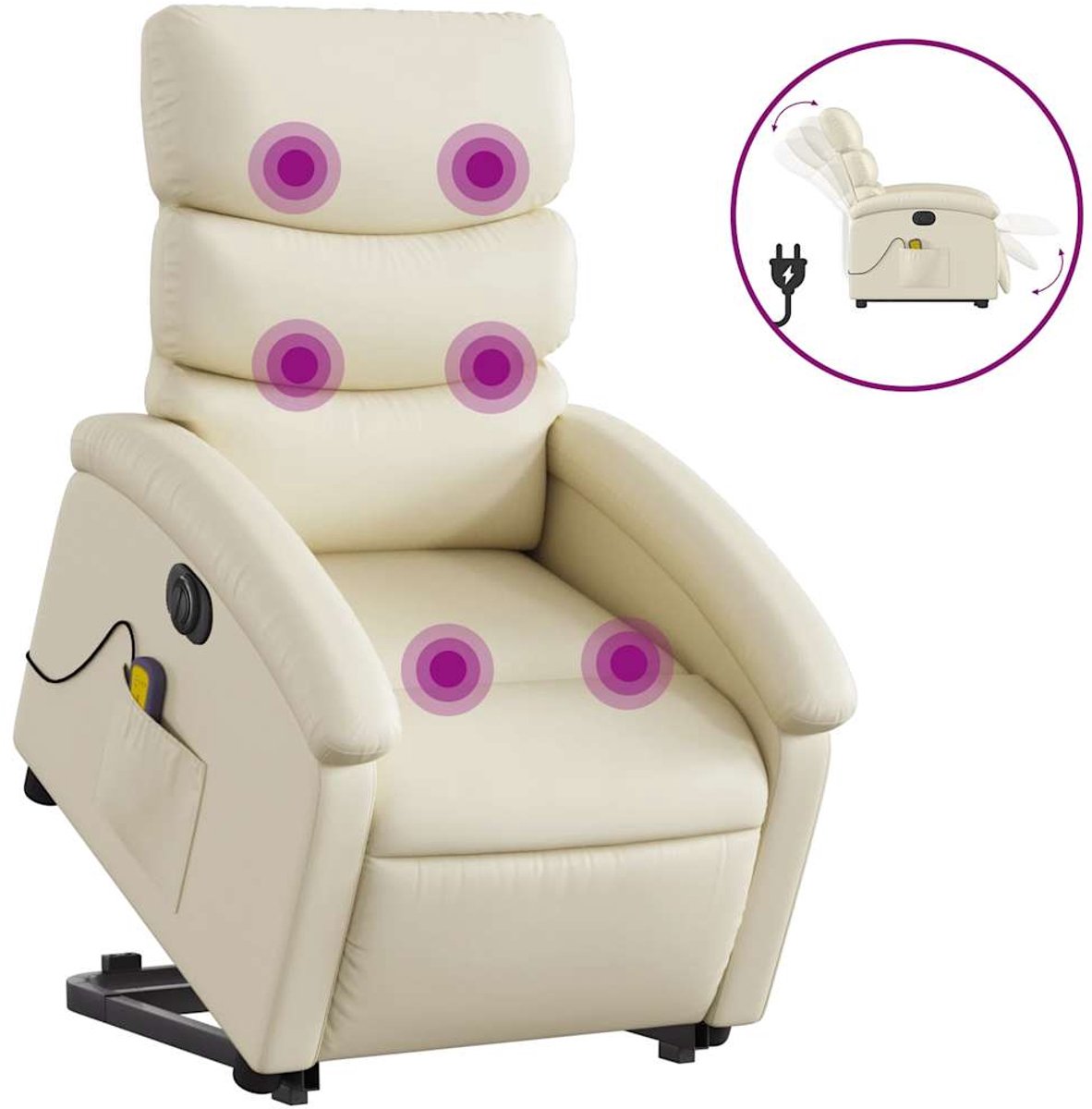 vidaXL Sta-op-massagestoel - elektrisch - kunstleer - crèmekleurig