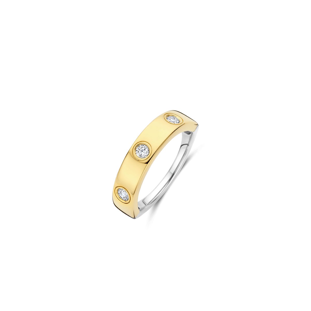 TI SENTO Dames Ring - 925 zilver - Zirkonia met geel verguld - Maat 17.75 mm / maat 56 - 12403ZY