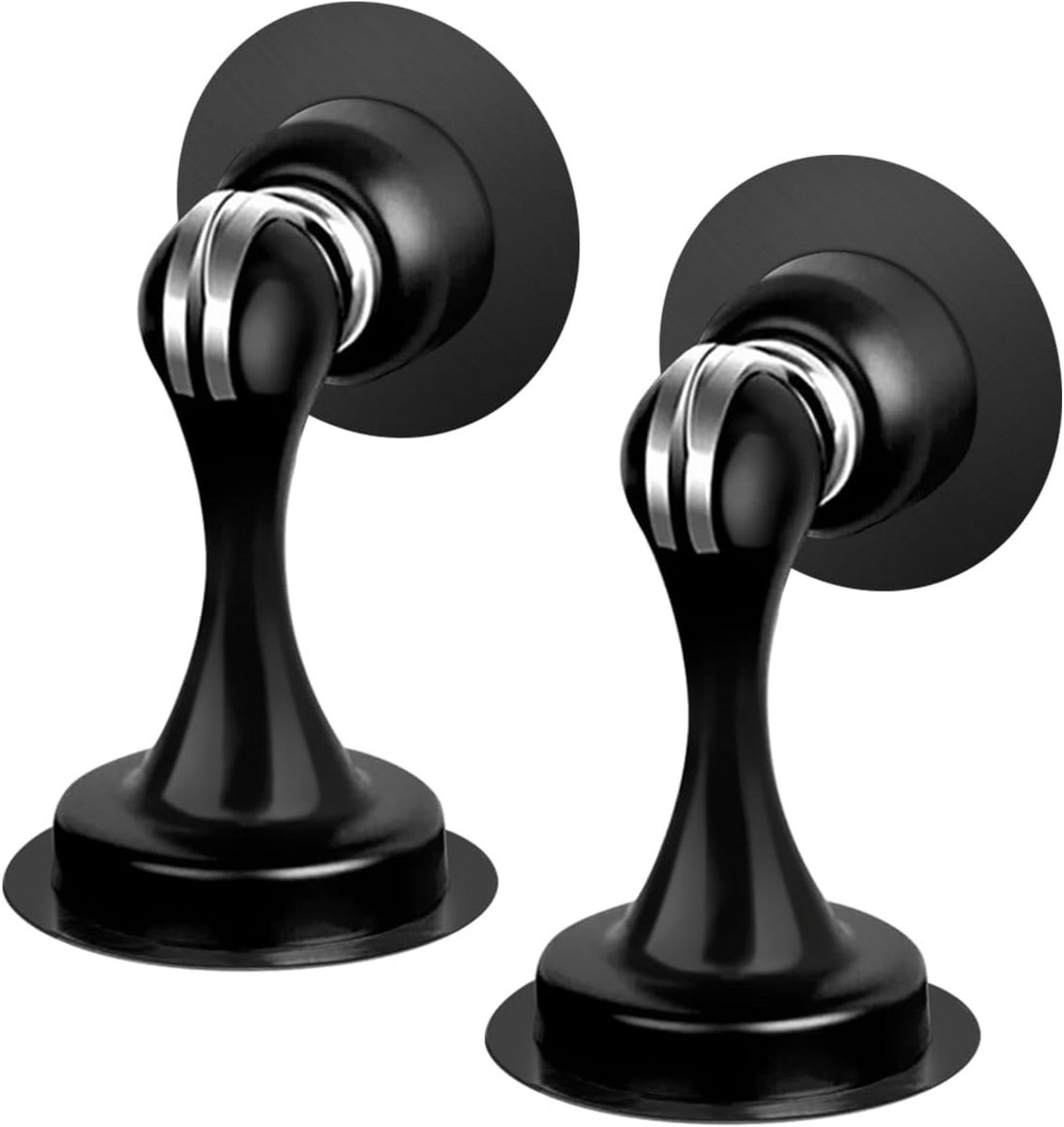 Magnetische deurstopper met dubbelzijdig plakband voor vloer- en wandmontage - 2 stuks