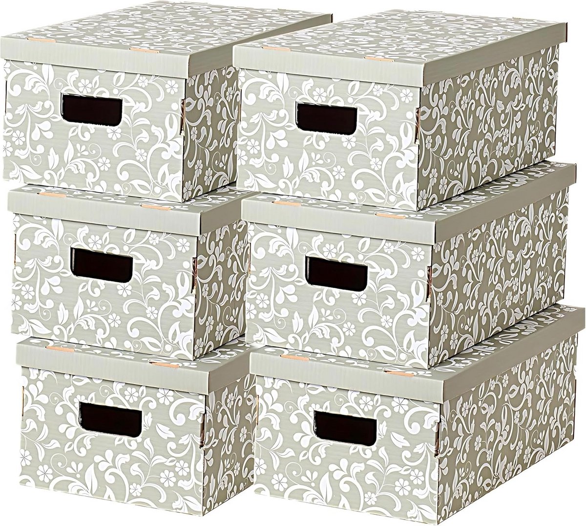 Bloemen Decoratieve Kartonnen Opbergdozen Set van 6 - Multi-Colour, 51 x 29 x 20 cm