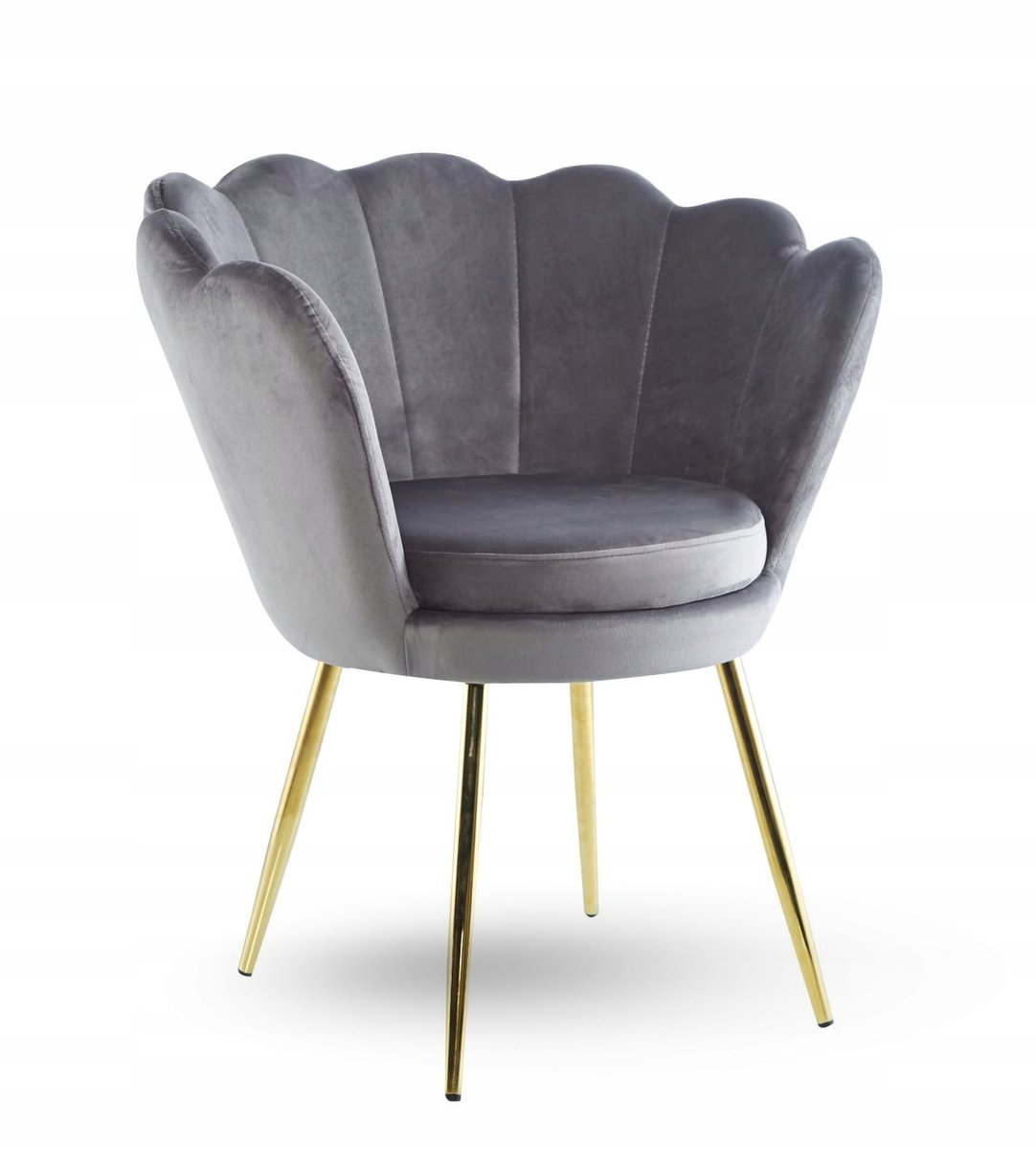 Furnitex Schelp - Fauteuil - Grijs fluweel - Goudkleurig metalen onderstel Grijs;Goud