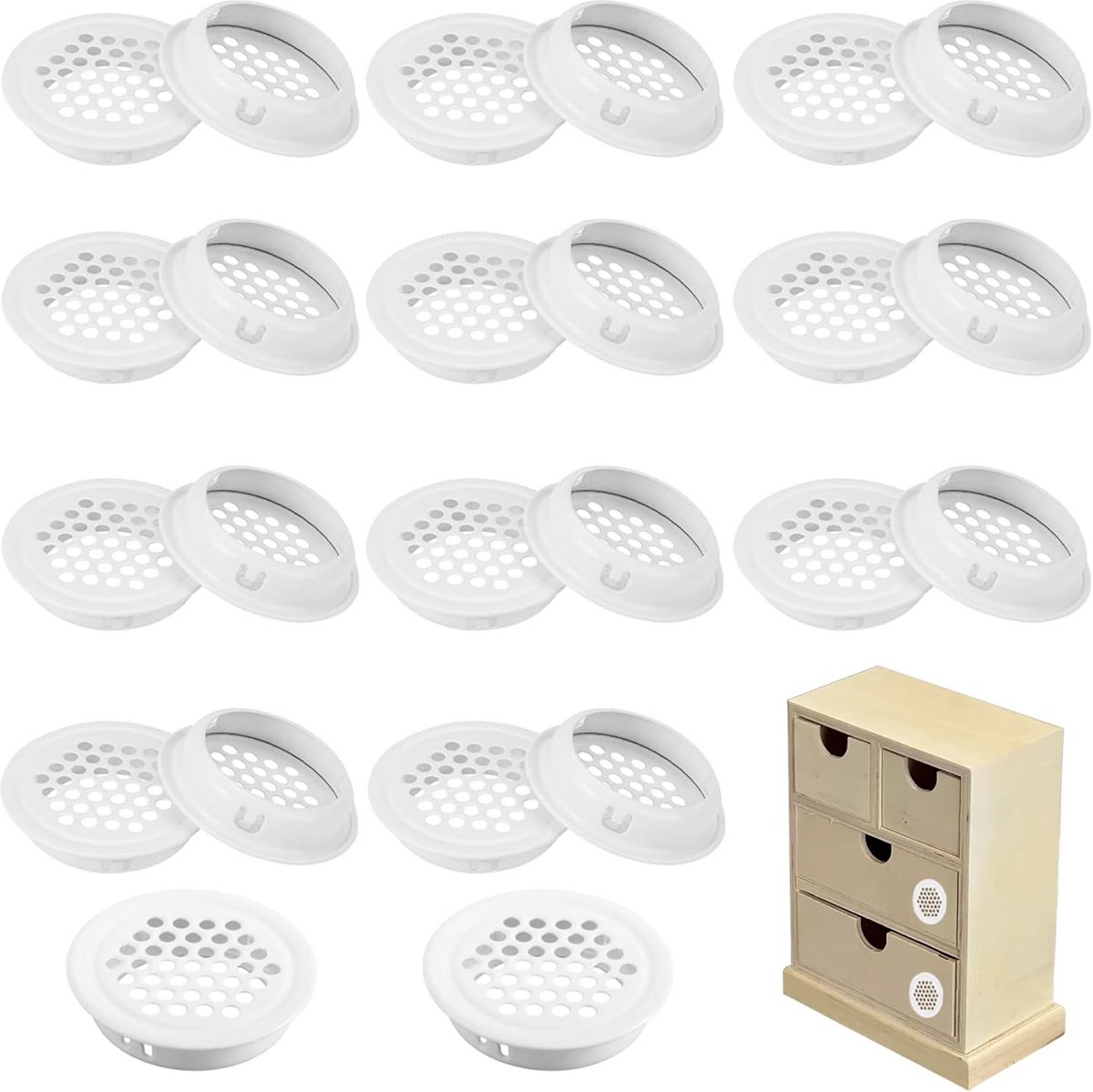 24 Stuks Ventilatieroosters wit 35mm voor Keuken en Badkamer