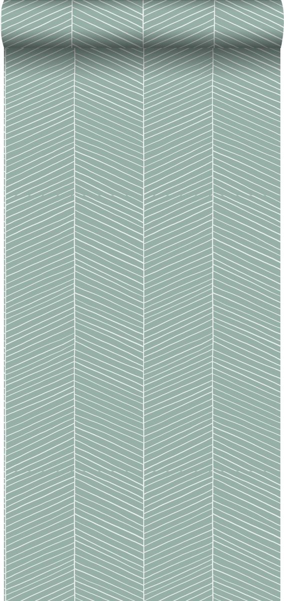 Proefstaal Walls4You behang visgraat-motief mintgroen - 26,5 x 21 cm - 935323-S