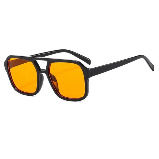 Retro pilotenzonnebril uit de jaren 70 - zonnebril - zonnebril heren - UV400-bescherming - zonnebril dames - Oranje - 14,4 x 14,4 cm
