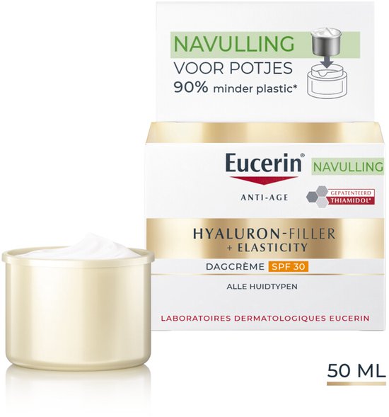 Eucerin Hyaluron-Filler + Elasticity Dagcreme SPF 30 Navulling - Anti-Rimpel Dagcrème voor Vrouwen - Vermindert Rimpels - 50 ml