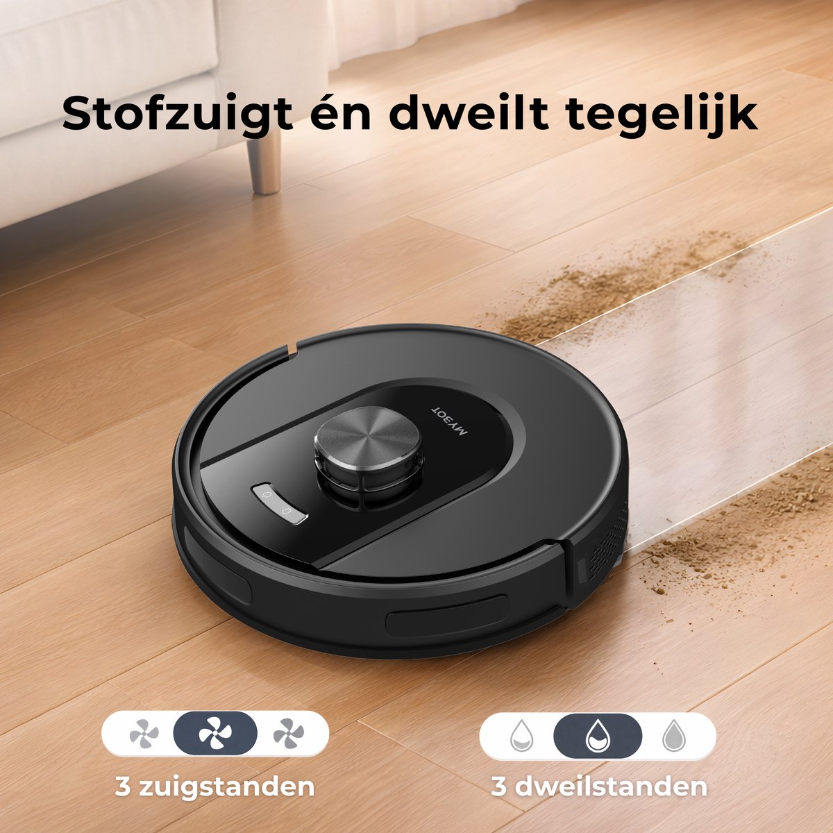 MYBOT X10 PRO - Robotstofzuiger Met Dweilfunctie - 6000PA Zuigkracht - Ideaal voor Huisdierharen – Laad- & Leegstation – LiDAR Navigatie — afbeelding 2