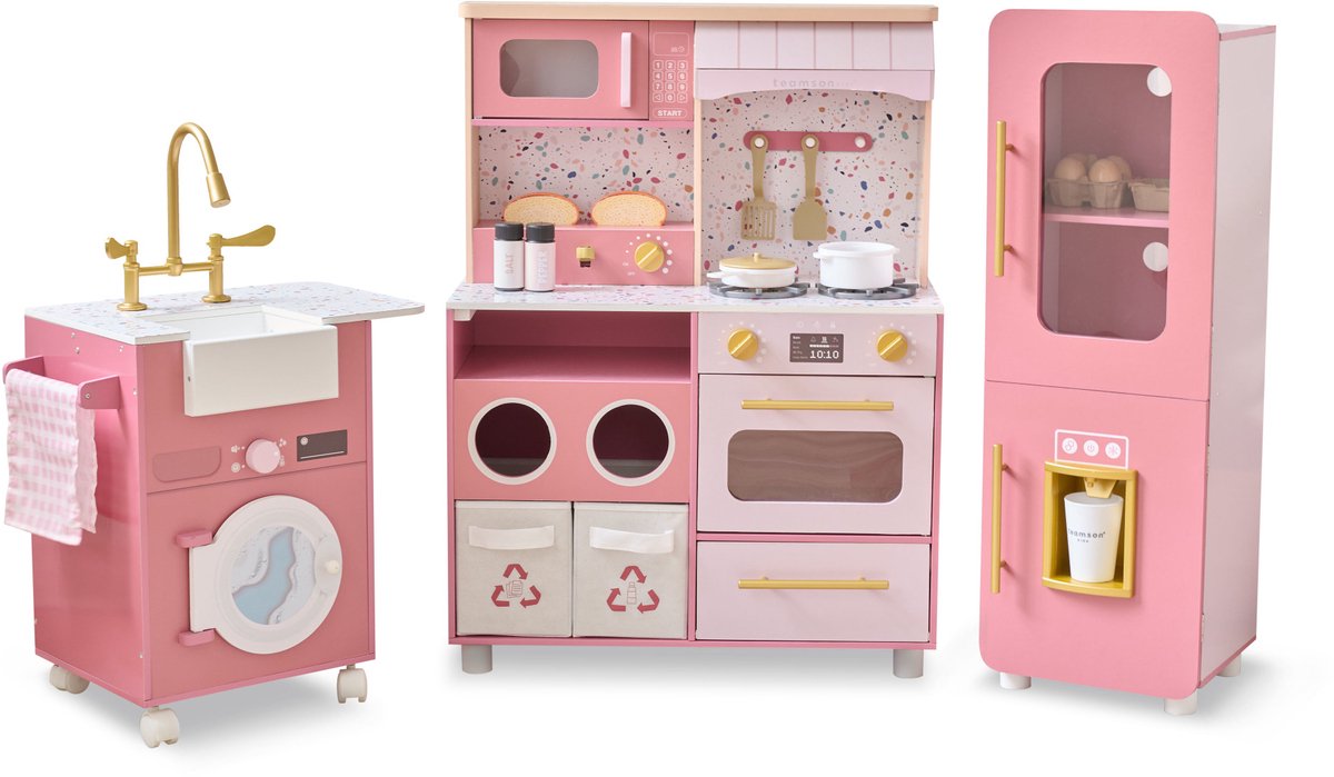 Teamson Kids Savannah Houten Speelkeuken Met Accessoires - Rollenspel Speelgoed - Roze