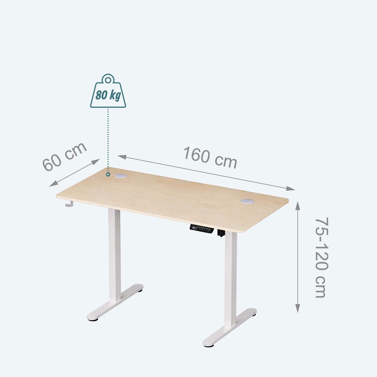 Zit-Zit sta bureau 160x60 - elektrisch hoogte verstelbaar thumbnail 5