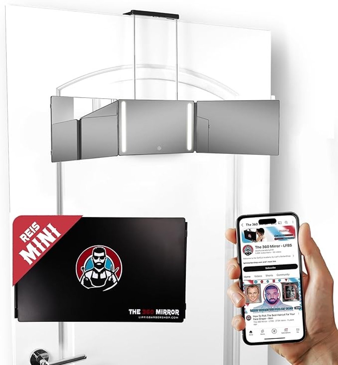 Compacte LED Make-upspiegel met 3-voudige opstelling en verstelbare haken